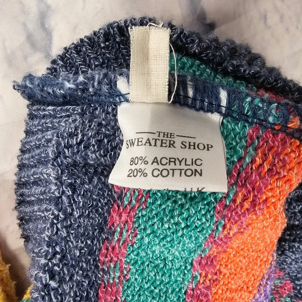 The Sweater Shop Knit Sweater Mens S/M Multicolor 90s Striped VINTAGE UK - Picture 12 of 16